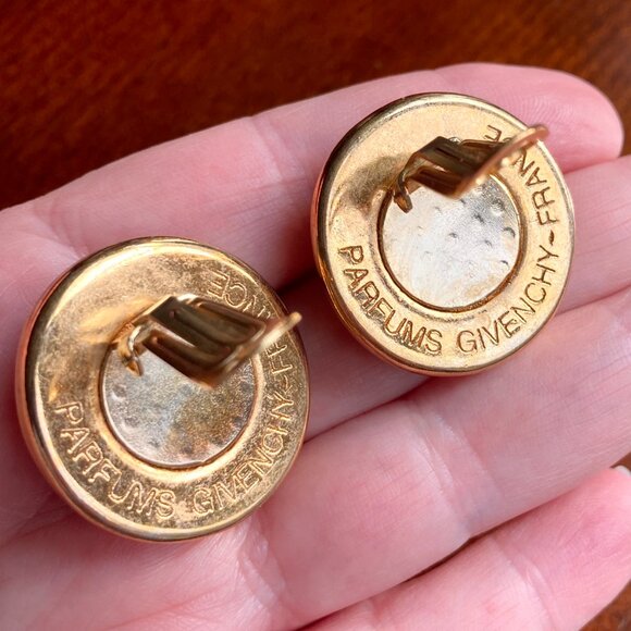 Vintage Givenchy France Brutalist Earrings, Designer, 1980's, 4G Logo, Clip-on - Picture 7 of 8